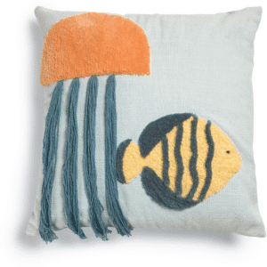Pudebetræk Kave Home Cordelia 45Ã45 cm blå fiskedesign bomuld/akryl
